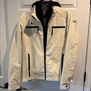 NYC EST Fried Den - White/Cream Jacket with removable zip in hood and accent.